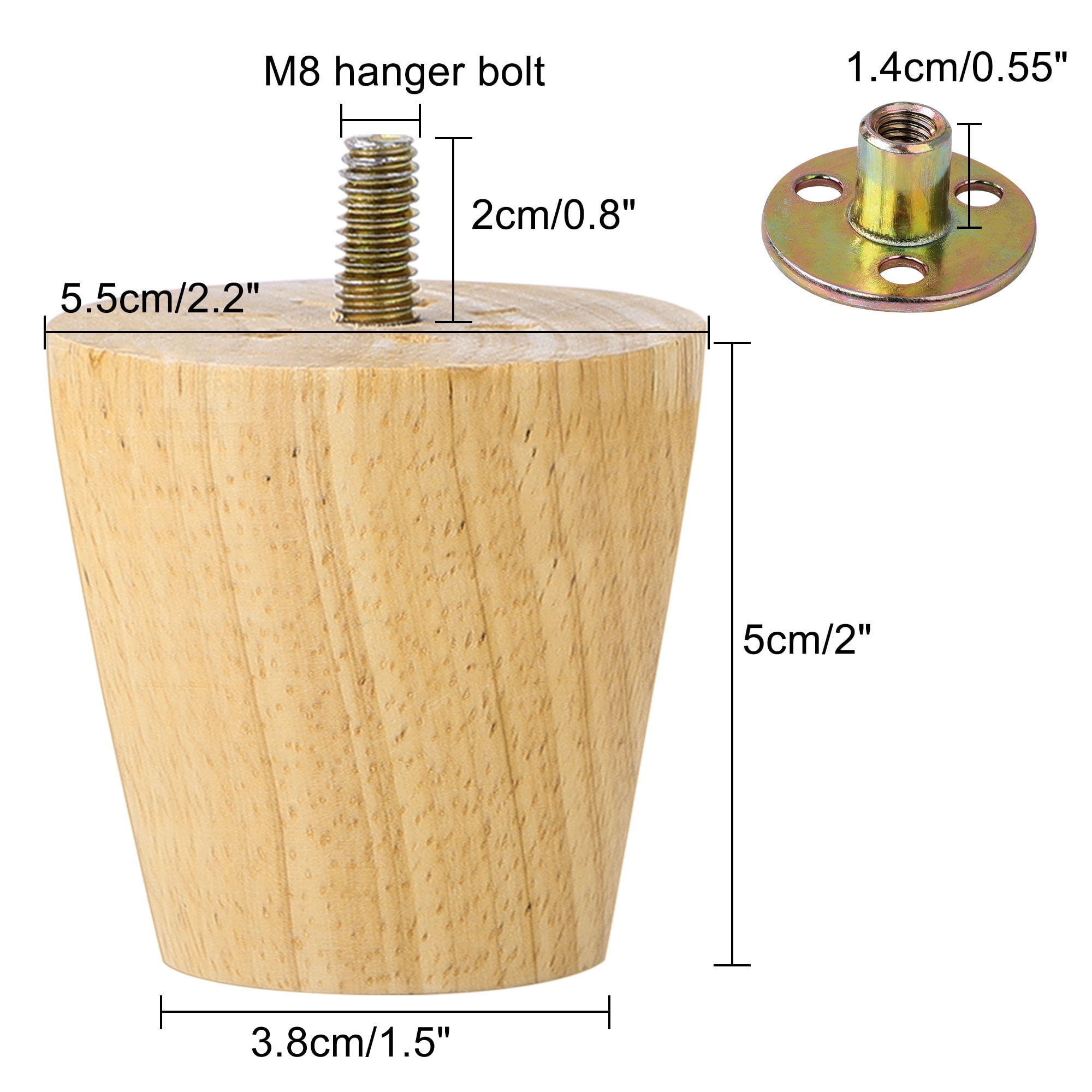 Unique Bargains Wood Furniture Legs Replacement Feet for Sofa Chair, 8Pcs