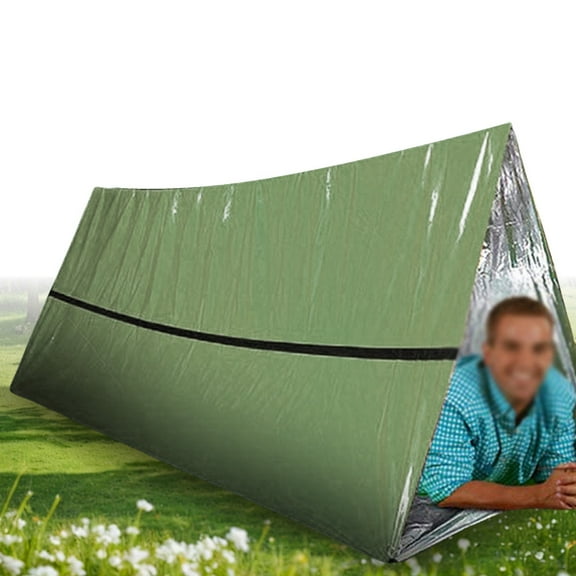 Emergency Sleeping Bag - Thermal Emergency Blankets, Pocket Size Survival Blanket， Waterproof Survival Sleeping Bag For Outdoor Adventures, Camping & Hiking(green with storage bag)