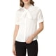 thumbnail image 1 of Blusa elegante de satén con cuello atado para mujer INSPIRE CHIC, camisa de oficina de manga corta con botones, talla XS, blanca, 1 of 7