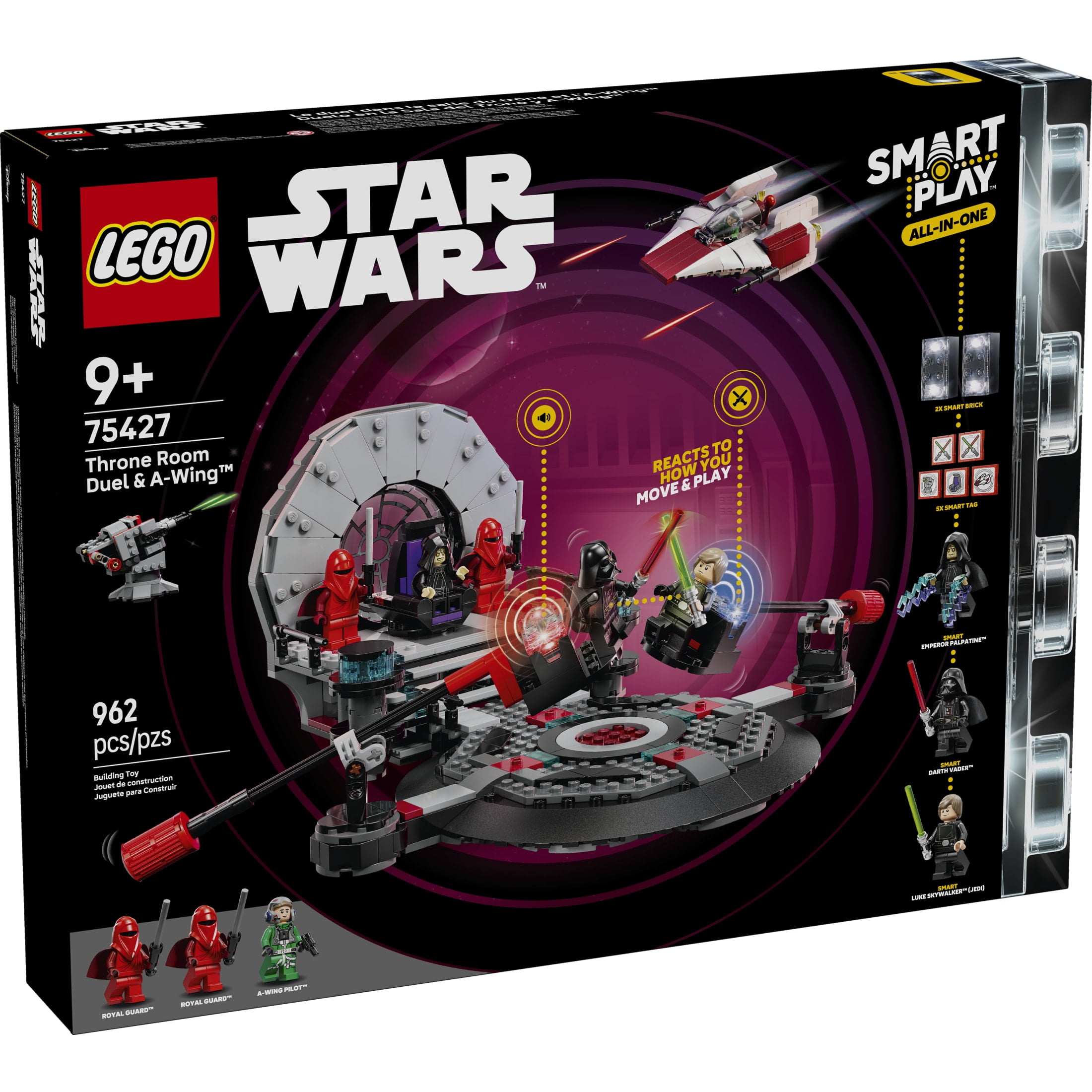 LEGO Star Wars SMART Play: Throne Room Duel & A-Wing Interactive Building Toy - All-In-One Set - Reacts to How You Move and Play with a SMART Brick - Gift for Boys, Girls and Kids Ages 9+ - 75427