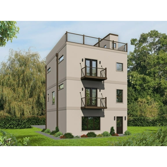 763-681: Modern Contemporary 2 Bed, 3 Bath Luxury Home Plan, 1501 Sq Ft: Full Blueprints with License to Build by Home Plan Marketplace - Lesuto