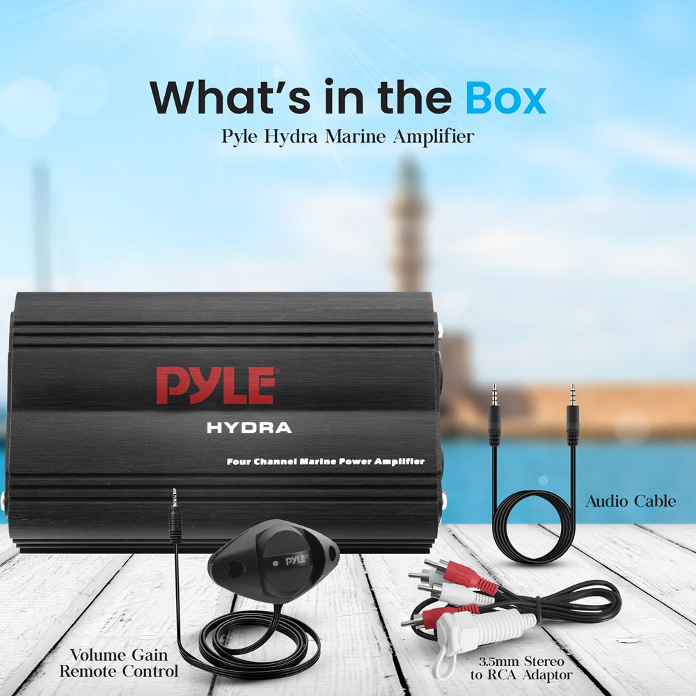 Pyle Marine 4CH MP3/IPod Marine Power Amp-Black ffinish