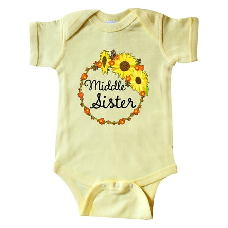 

Inktastic Middle Sister Sunflower Wreath Gift Baby Boy or Baby Girl Bodysuit