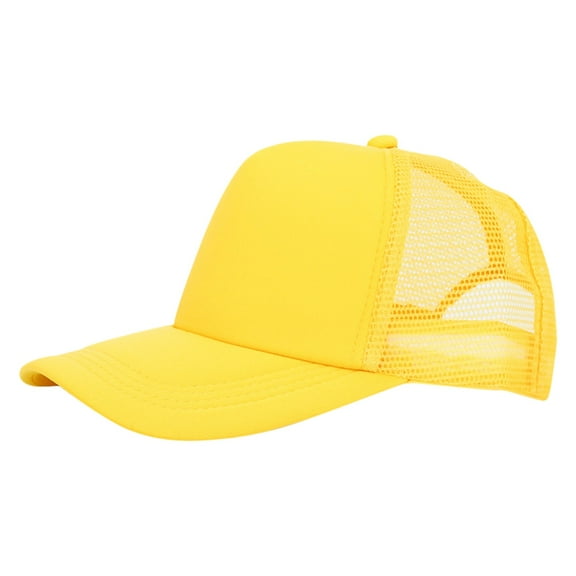 Fgnfyis Mens Cap Solid Color Light Plate Embroidery Unisex Sunscreen Breathable Mesh Outdoor Womens Trucker Hats Yellow M
