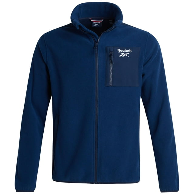 Reebok Chaqueta Polar para Hombre - Chaqueta Softshell de Invierno con Cremallera y Forro Polar Liviano para Hombre con Bolsillos para Senderismo y Entrenamiento Talla Grande Batik Azul