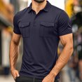 thumbnail image 2 of Taqqpue Golf Shirts for Men Short Sleeve Solid Color V Neck Button T-Shirt Moisture Wicking Quick Dry Active Gym Workout Blouse Tops with Pockets, 2 of 6