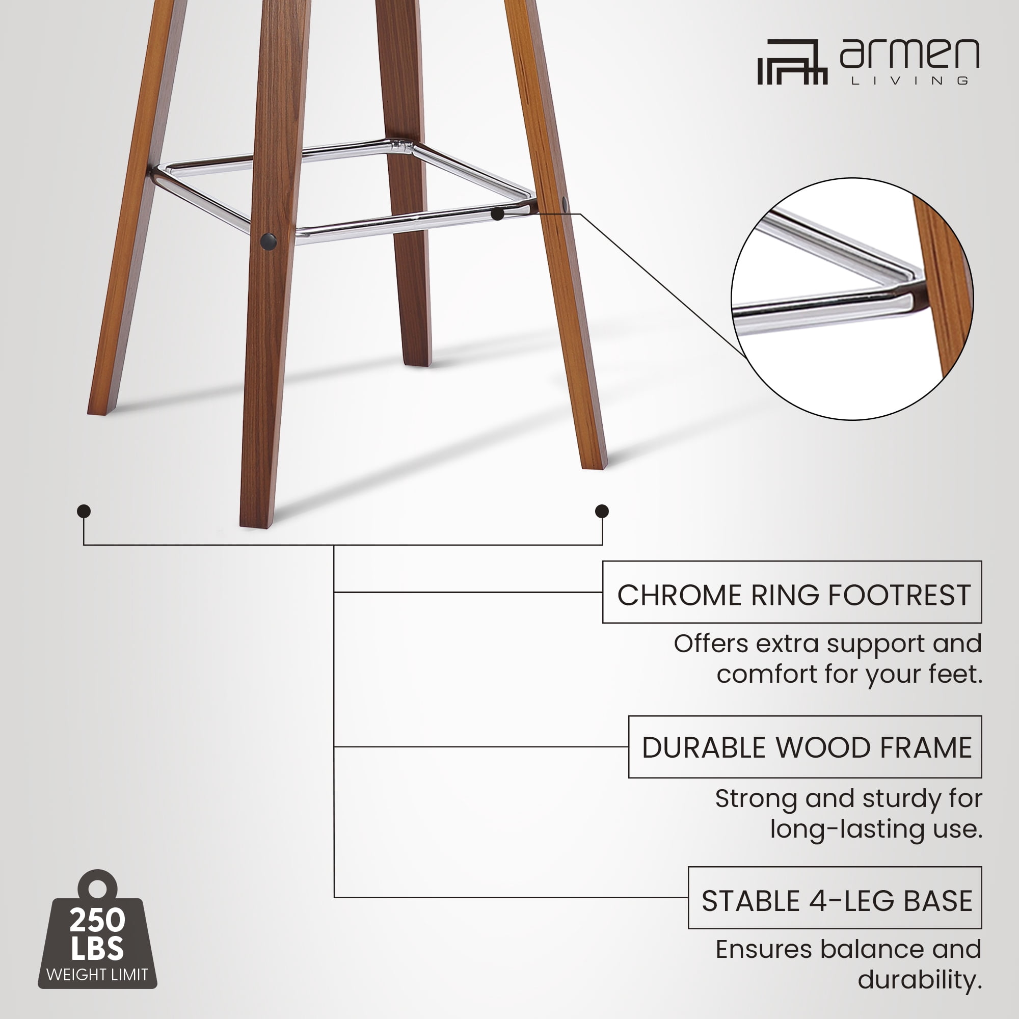 Tyler 30" Bar Height Swivel Cream Faux Leather and Walnut Wood Bar Stool - Set of 4