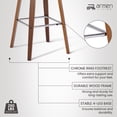 thumbnail image 6 of Tyler 30" Bar Height Swivel Cream Faux Leather and Walnut Wood Bar Stool - Set of 3, 6 of 6