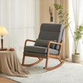 thumbnail image 4 of Dual Use High Back Rocking Chair, Upholstered Armchair with with Lumbar Pillow, Linen Accent Chair with Wood Base, Reading Chair for Living Room Bedroom Office, 4 of 9