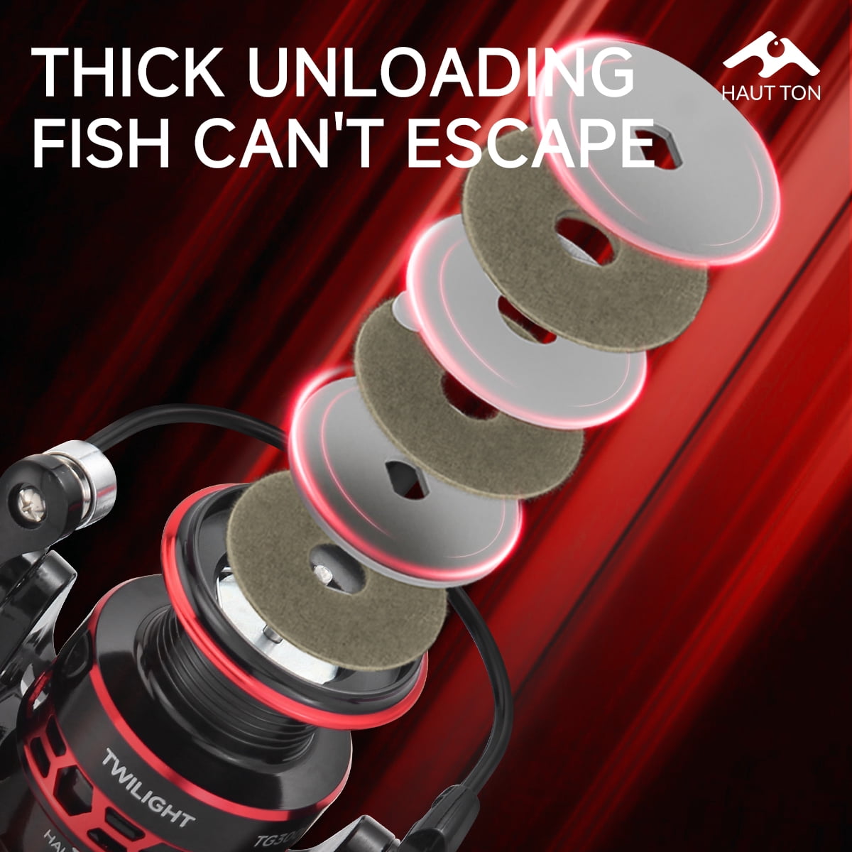 Red Spinning Fishing Reel Ultralight 10KG Max Drag 5.2:1 Gear Ratio Metal Spool&Rocker Arm For FreshwaterTG Fishing