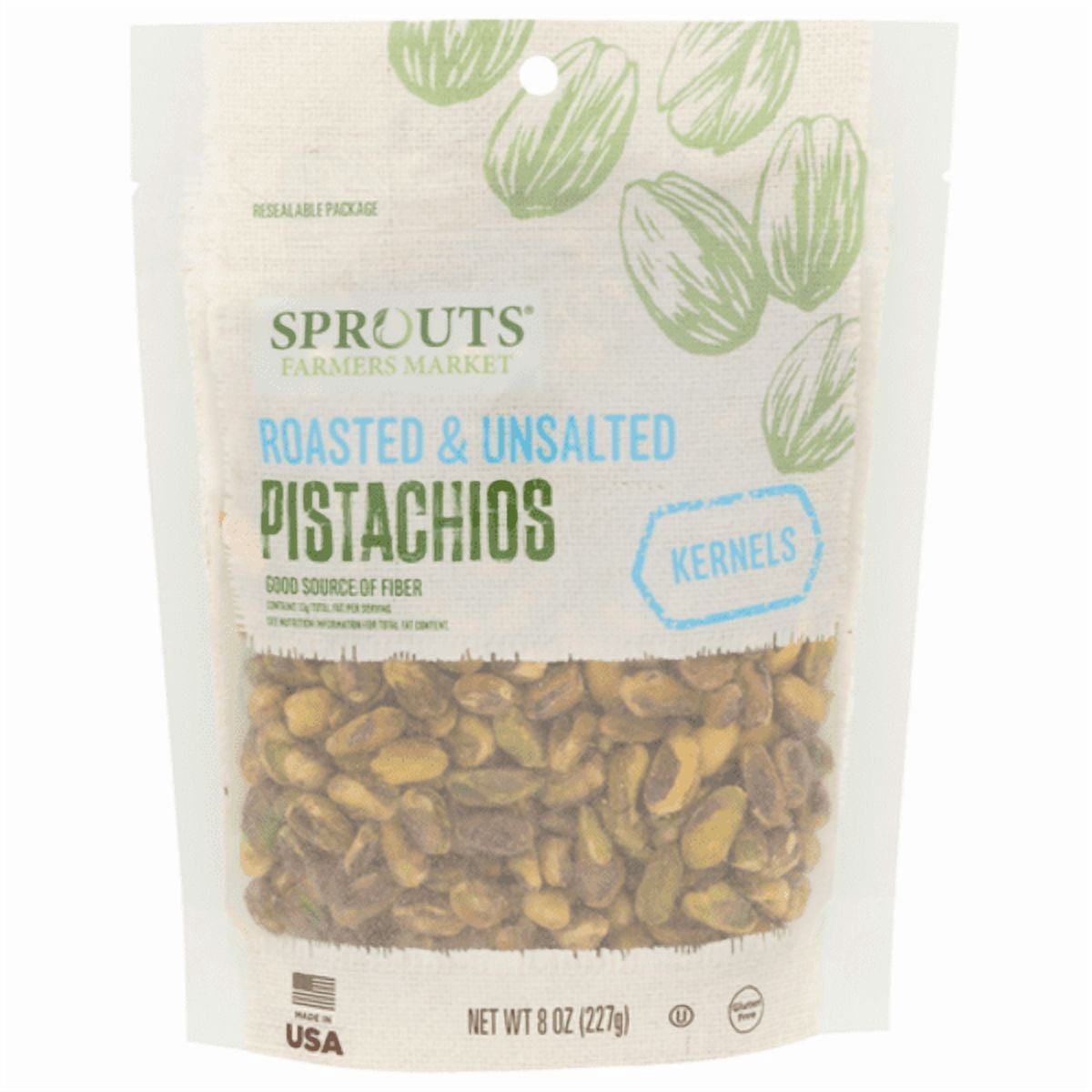 Sprouts Roasted Unsalted Pistachio Kernels 8 oz (Pack of 3)