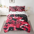 thumbnail image 3 of Feelyou Cartoon Red Gamepad Twin Bedding Sets 7-Piece, Chic Camouflage Camo Bedding Comforter Set, Teens Kids Boys Girls Reversible Sheet Sets, Lightweight Room Decor, 3 of 9