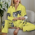 thumbnail image 6 of Pajama Sets for Women 2 Pcs, Cute african zebra green Button Down Long Sleeve Sleepwear Lounge PJ Sets, 6 of 6