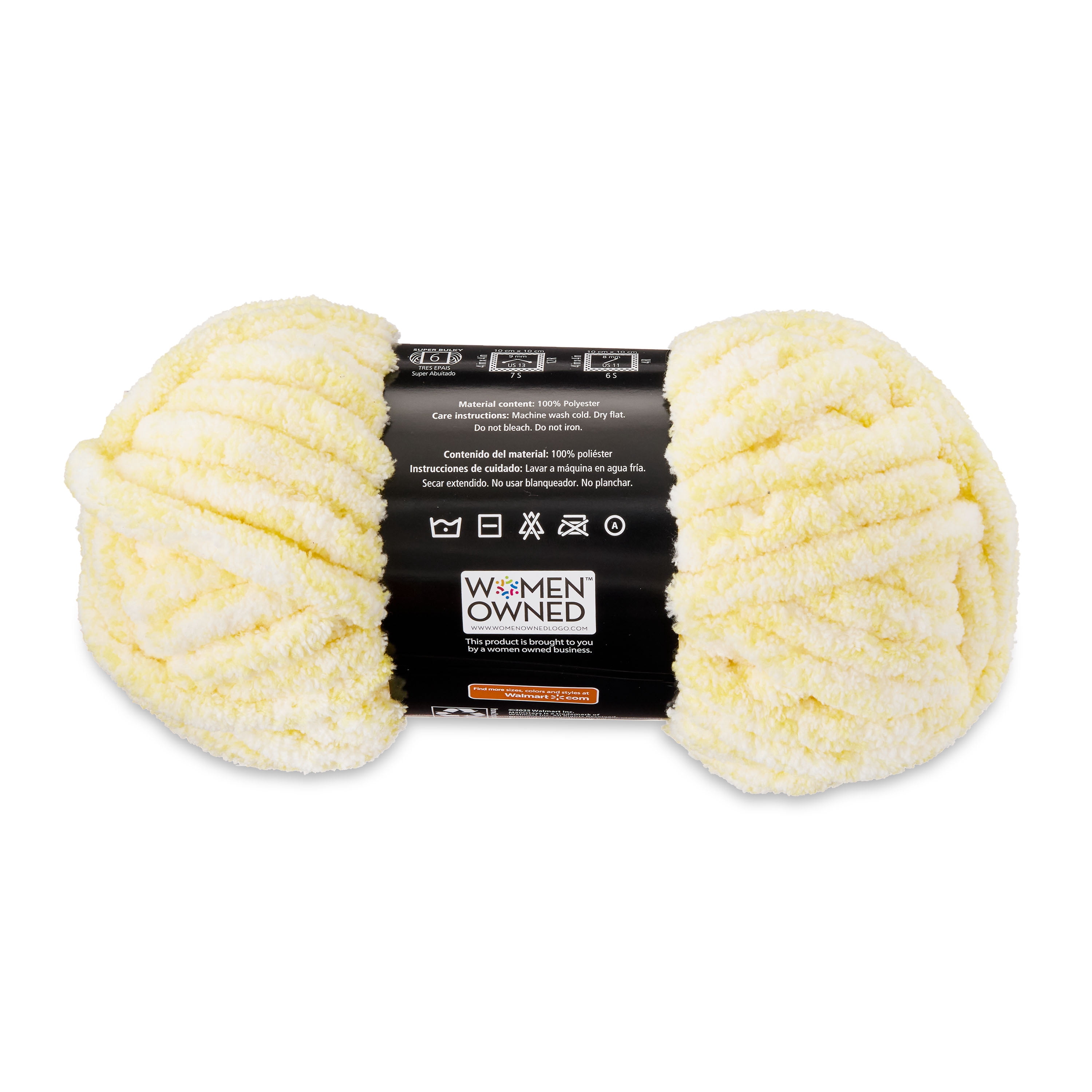 Mainstays Heathered Chenille Yarn 33 yd Lemonade 100% Polyester Super Bulky pack of 4