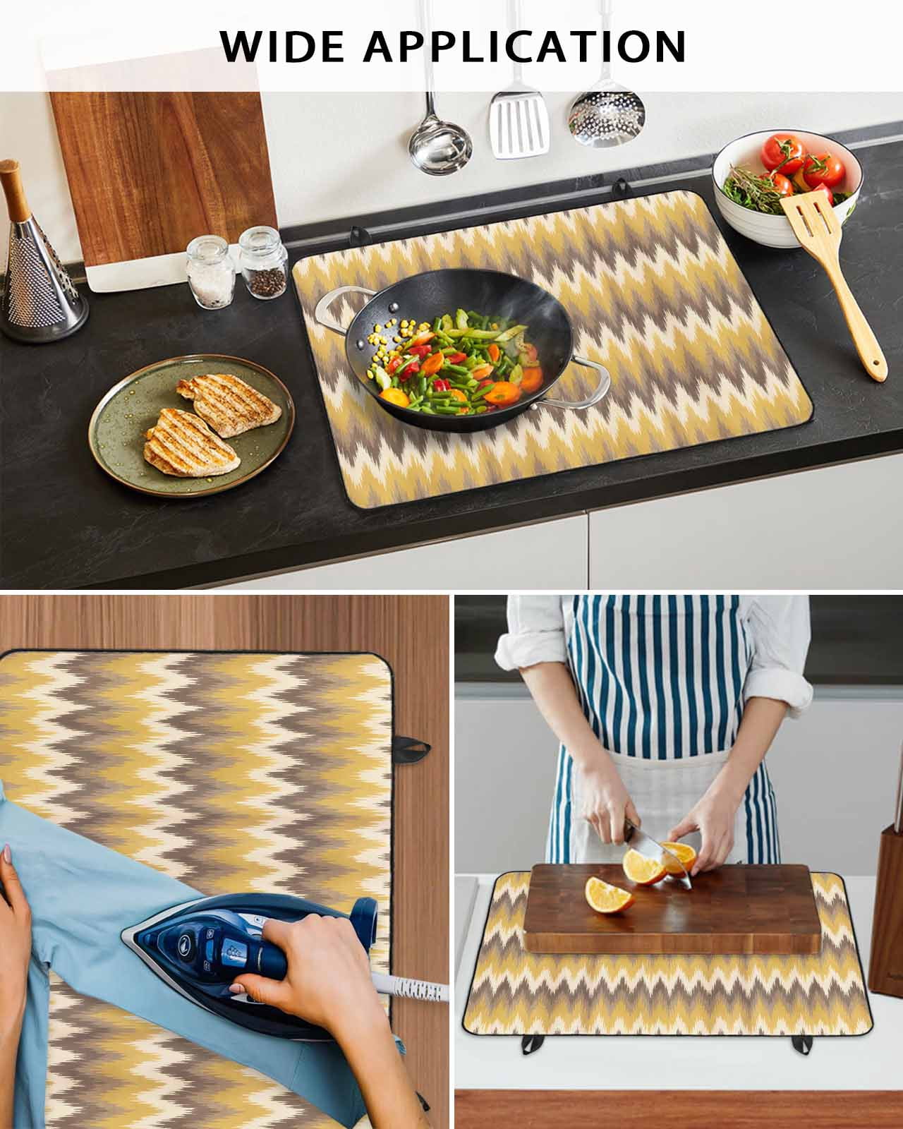 nqOlkjepod Large Induction Cooktop Protector Mat 24"x21", Brown Yellow Geometric Stove Top Covers for Electric Stove, Southwest Ethnic Country Stove Burner Cover Mats, Glass Top Stove Cover
