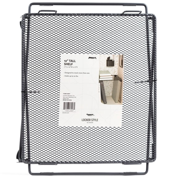 12" Mesh Metal Locker Shelf Gray - Locker Style by UBrands