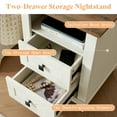thumbnail image 4 of Merluxy Nightstand Set of 2 with Charging Station, 18" Farmhouse End Table with Storage Drawers & USB Ports for Living Room, Antique White, 4 of 6