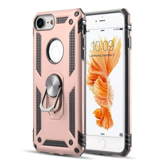 Apple iPhone 8, iPhone 7, iPhone 6 /6s Phone Case Finger Ring Holder Kickstand 360° Rotable Clip Hybrid Shield Heavy Duty Armor Dual Layer Protective TPU Bumper Cover ROSE GOLD for iPhone 8 /7 / 6 /6S