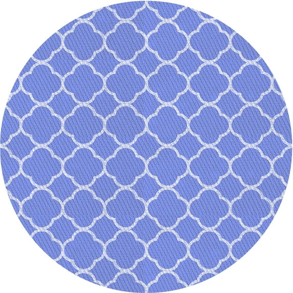Ahgly Company Indoor Round Patterned Day Sky Blue Area Rugs, 7' Round