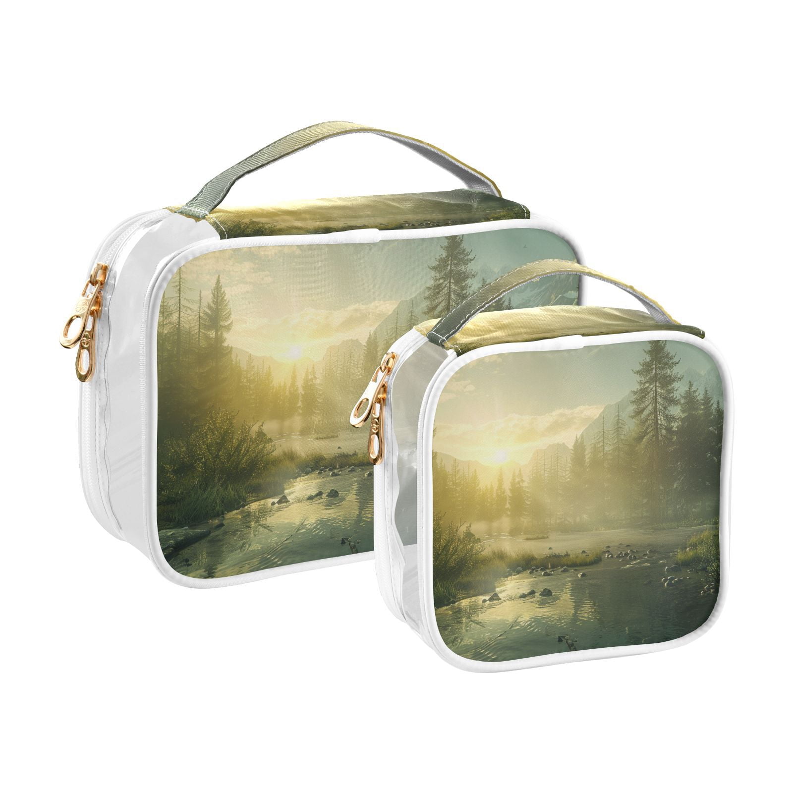 Clear Makeup Bags with Handle Large Opening 2 Pack Set Toiletry Bag Quart Size Bag, for Women Man Traveling Travel Essentials, Toiletries and Other. Game Graphic Capture