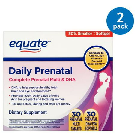 (2 Pack) Equate Prenatal Multivitamins, 60 Ct (Best Prescription Prenatal Vitamin Brand)