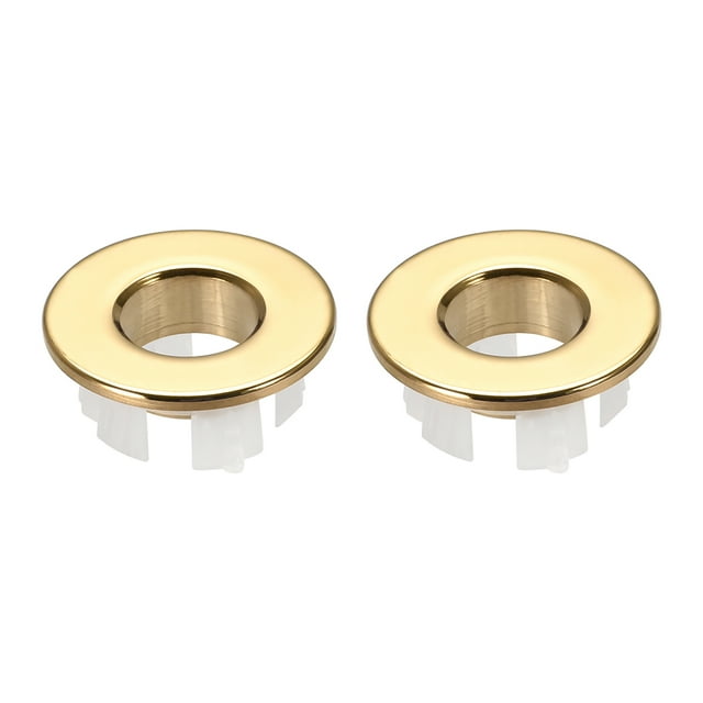 Unique Bargains Garniture de Lavabo Couverture de Débordement Insert en Cuivre Bouchons Ronds Ton Or, 2 Pcs
