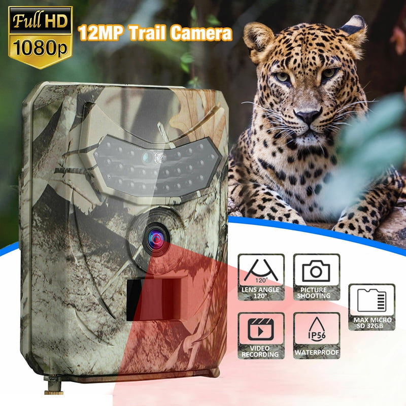 Hunting Trail Camera 12MP HD Video Wildlife Scouting IR Night Vision Waterproof 