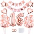 thumbnail image 1 of Set de decoración para fiestas de 16 cumpleaños con globos de oro rosa, 1 of 2