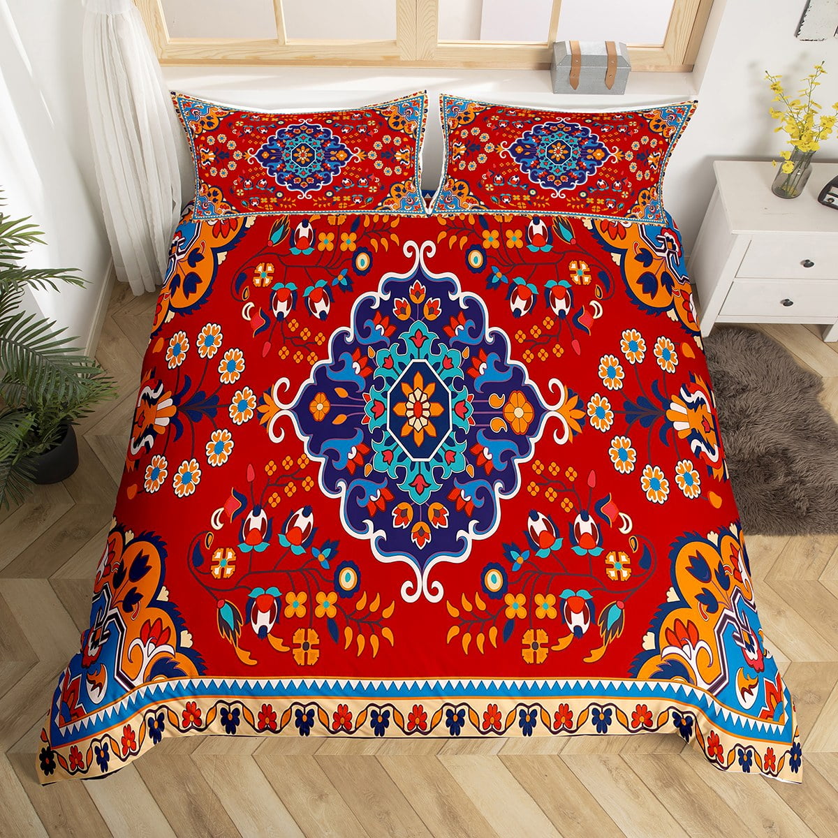 YST Oriental Bedding Sets Twin Vintage Comforter Cover, Persian Floral