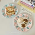 thumbnail image 4 of CHUNTIAN Mushrooms 9527 Korean Style Lovely Hand Painted Watercolour Tulip Dinner Plate Bone China Plate 8 Inch French Home Plate, 4 of 6
