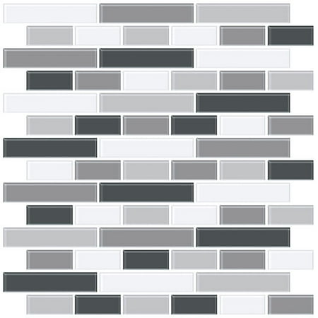 Brewster Smoked Glass Peel & Stick Backsplash Tiles Gray