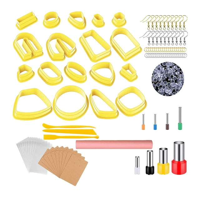 Juego de arcilla polimérica 130, cortadores de pendientes de arcilla con 18 formas, fabricación DIY Amarillo Zulema cortadores de arcilla polimérica