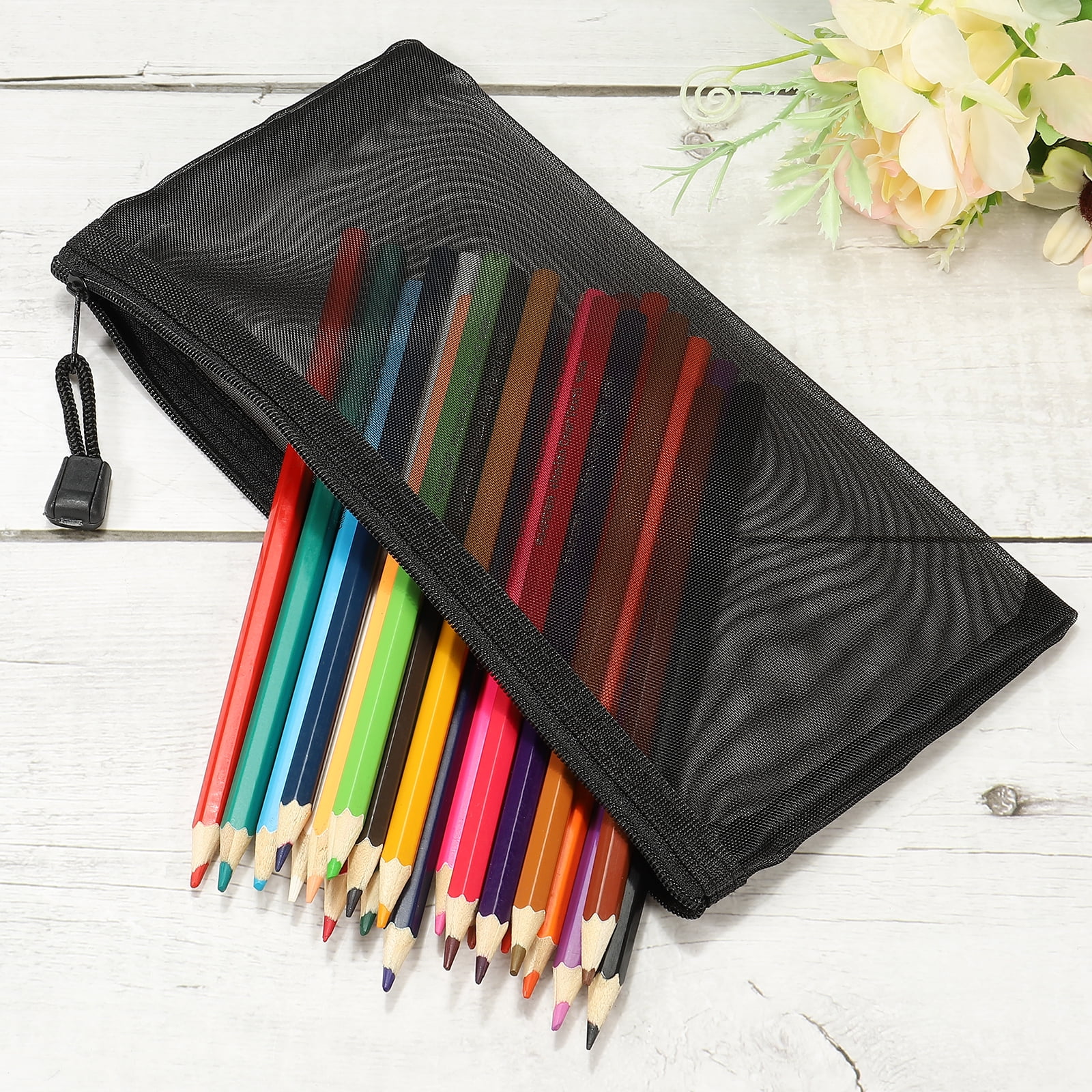 Unique Bargains Durable Zipper Bags Pencil Case for Organizing Supplies 9.1" x 4.5"