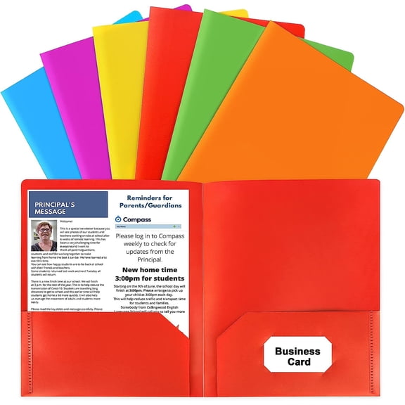 Plastic documents are tucked in the pocket. Applicable to office high schools,6-color heavy-duty double-pocket folder business card holder