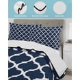 thumbnail image 4 of Quilts Full Size, Navy Blue Morocco Pattern Soft Comforter Bedding Set for Bed, White Moroccan Geometric Art Lightweight Quilted Bedspread with Pillow Cover(2 Pieces) for All Season, 78x90 Inch, 4 of 6