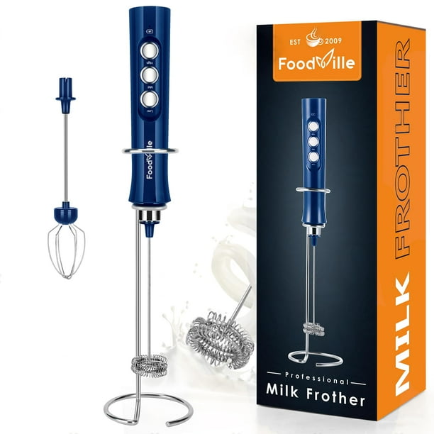 Espumador de leche FoodVille MF02 recargable con batidor de acero inoxidable