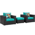 thumbnail image 3 of Modway Convene Wicker Rattan 3-Piece Outdoor Patio Furniture Set in Espresso Turquoise, 3 of 4