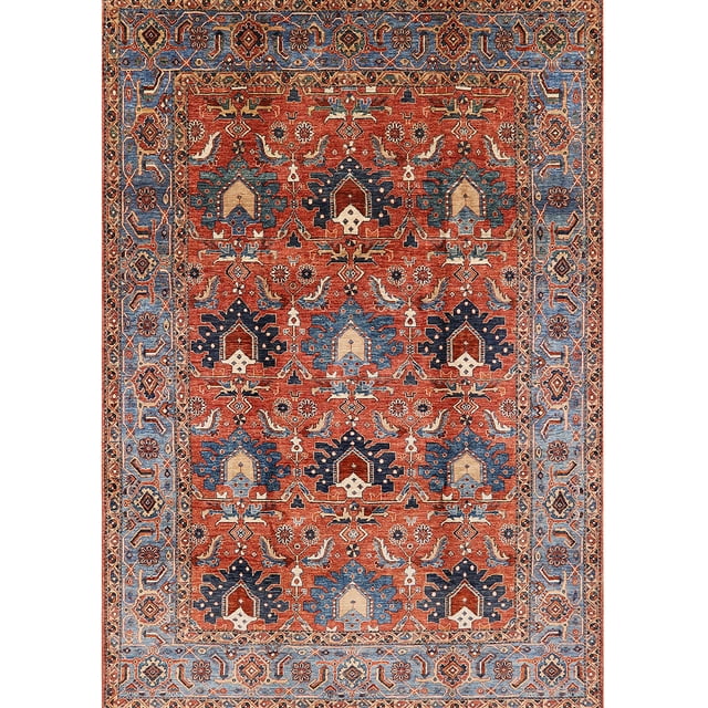 Ahgly Company Machine Washable Indoor Rectangle Industrial Modern Fire Brick Red Area Rugs, 2' x 5'
