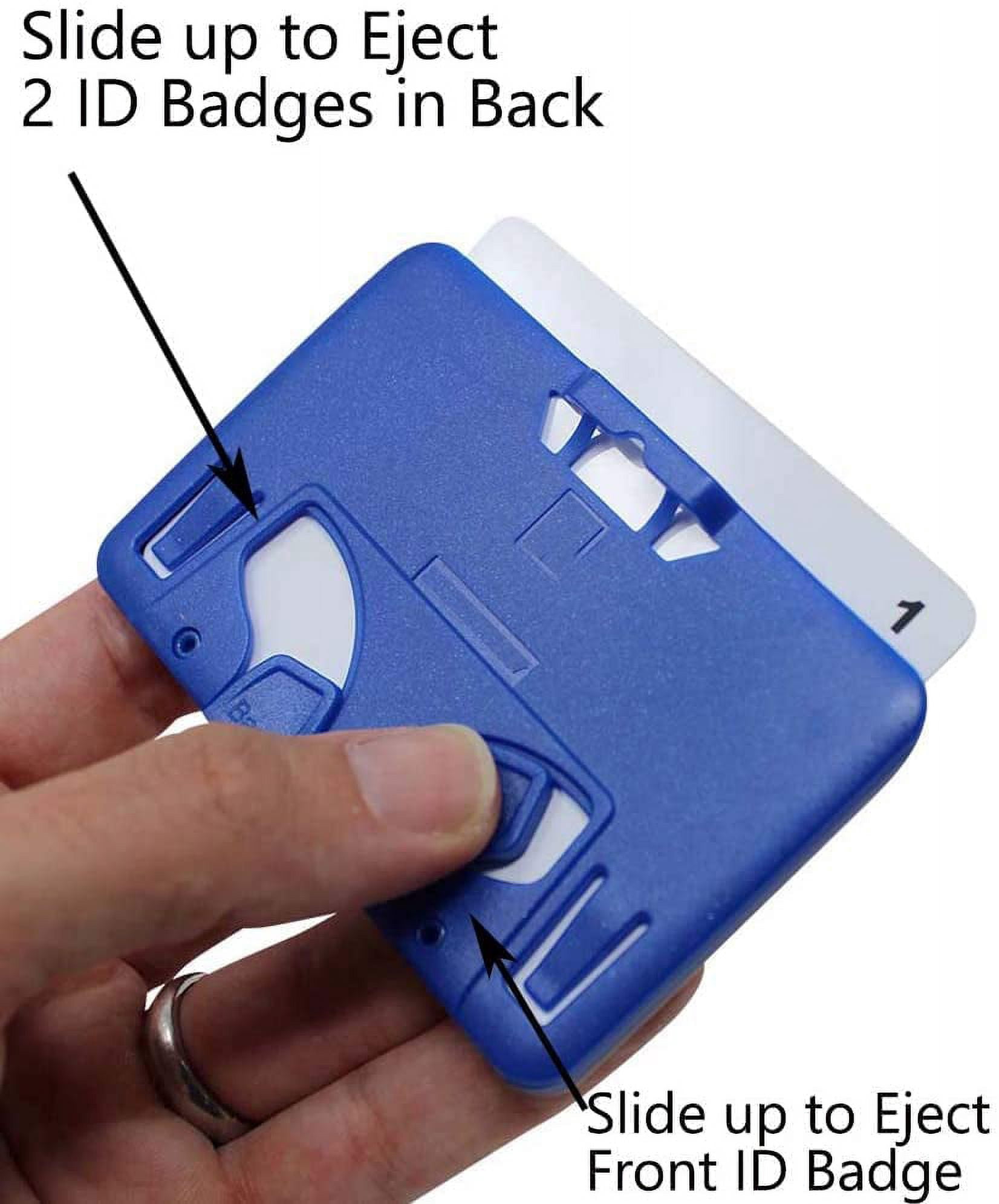 20 Pack - Heavy Duty Badge Holder for 3 Cards Horizontal - ID Cover Holds Three Badges Rigid Polycarbonate Multiple Card Case for 2 to 3 I’d - Top Load I.D. Case for Work by Specialist ID (Blue)