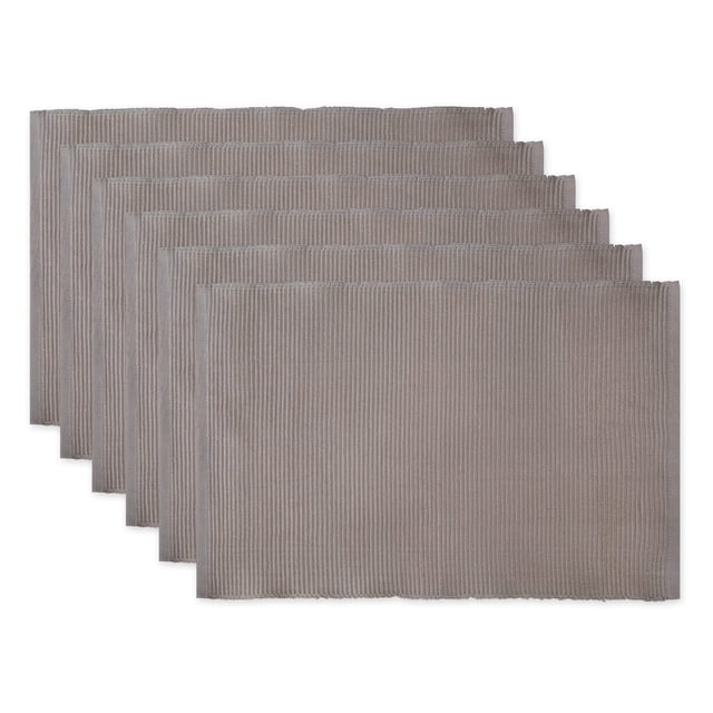 Set de Individuales DII de Algodón Acanalado Gris 33x48 cm 6 Piezas