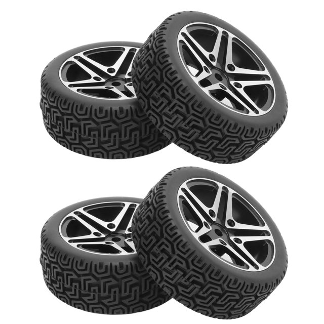 Pneus RC, Roues RC Haute Adhérence Pneu en Caoutchouc Roue en Aluminium Stable Concavo Texture Convexe Eco Friendly pour 1/10 RC Crawler Noir, Violet, Bleu, Rouge, Or