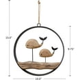thumbnail image 6 of Wood Whale Wall Hanging Ornament Nautical Decor, Rustic Wooden Whale Wall Decor Hanging Circle Ocean Farmhouse Home Decor, 6 of 7
