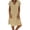 Khaki, variant on Azrian Summer Dresses Fashion Women Loose V-Neck Summer Solid Short Sleeve Cotton and Linen Dress
