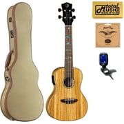 Luna UKE HTC ZBR High Tide Series Zebra Concert A/E Ukulele w/ Tweed Case Bundle
