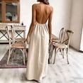 thumbnail image 4 of Xaqiouau Women's Halter Neck Sleeveless Maxi Dress Loose Casual Linen Blend Flowy Summer Beach Dress, 4 of 5