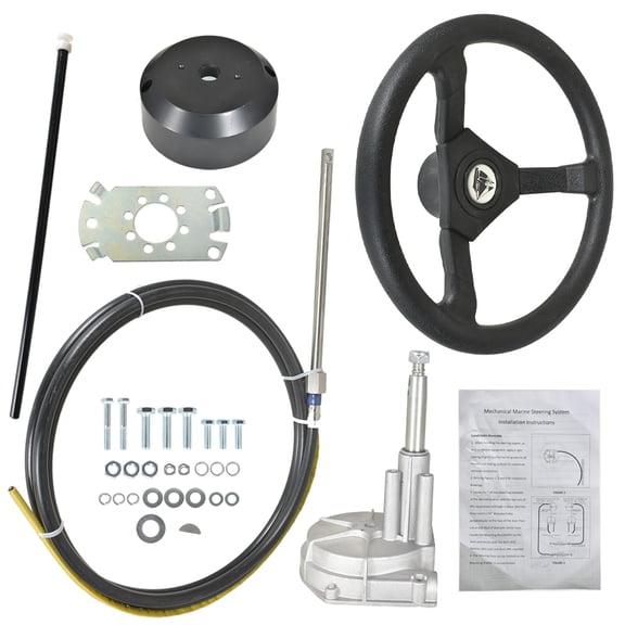 Labwork 13FT Outboard Boat Rotary Steering System with Wheel Replacement for SS13714 Marine