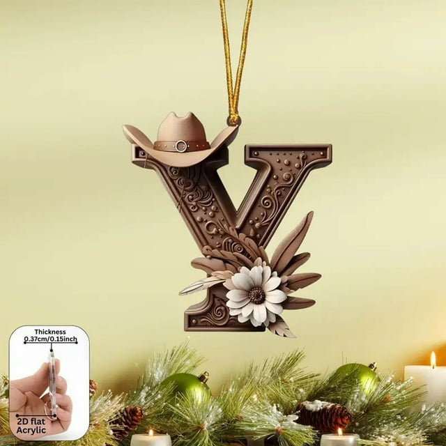Adornos Colgantes para Árbol de Navidad con Forma de Letras (26 Unidades) | Decoración Navideña Personalizada | Material Acrílico | 8 Cm | Juego de 26 Piezas