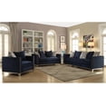 thumbnail image 5 of Navy Blue Fabric Living Room Furniture Sofa Set 2pc Contemporary Metal Frame Base, 5 of 6
