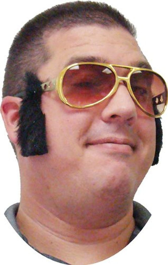 Vegas Glasses Sunglasses Elvis Aviator Dress Up Novelty Side Burns Gold Black 