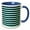 Blue/White, variant on 3drose, Sailor Blue and Mint Horizontal Stripes, 11oz Two-tone Yellow Mug
